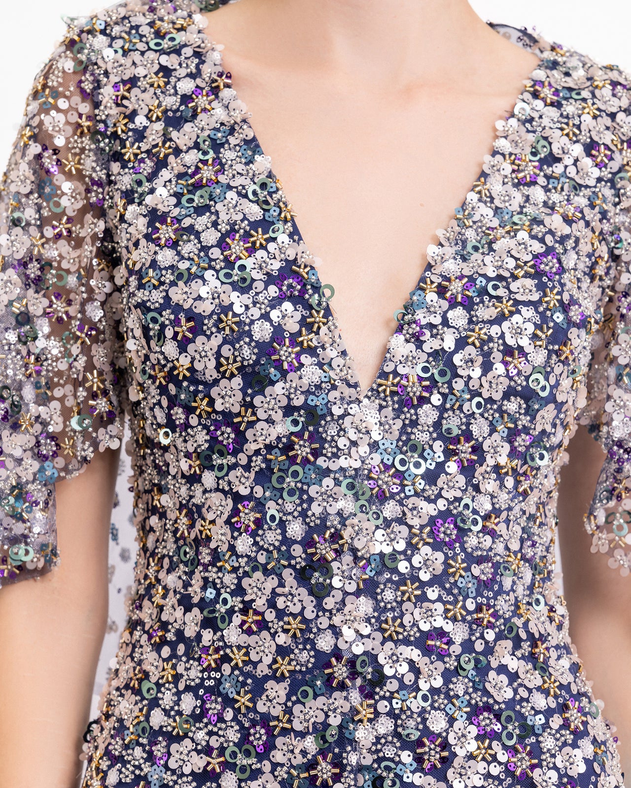 Beaded Dress with Cape Sleeves