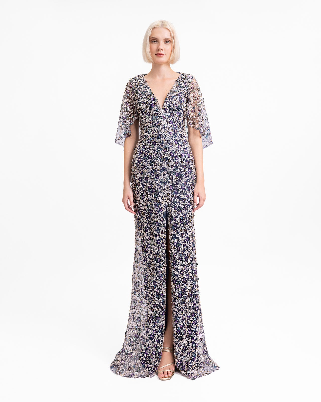 Beaded Dress with Cape Sleeves