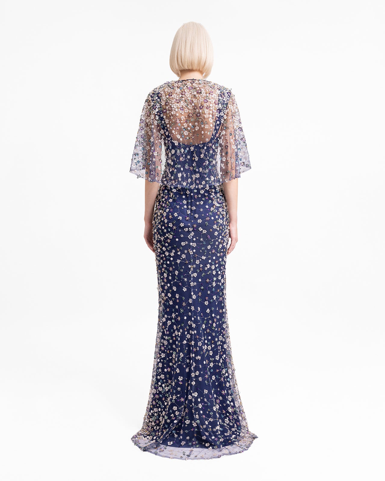 Beaded Dress with Cape Sleeves