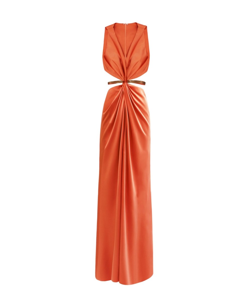 Draped Dress with Beaded Belt - Gemy Maalouf