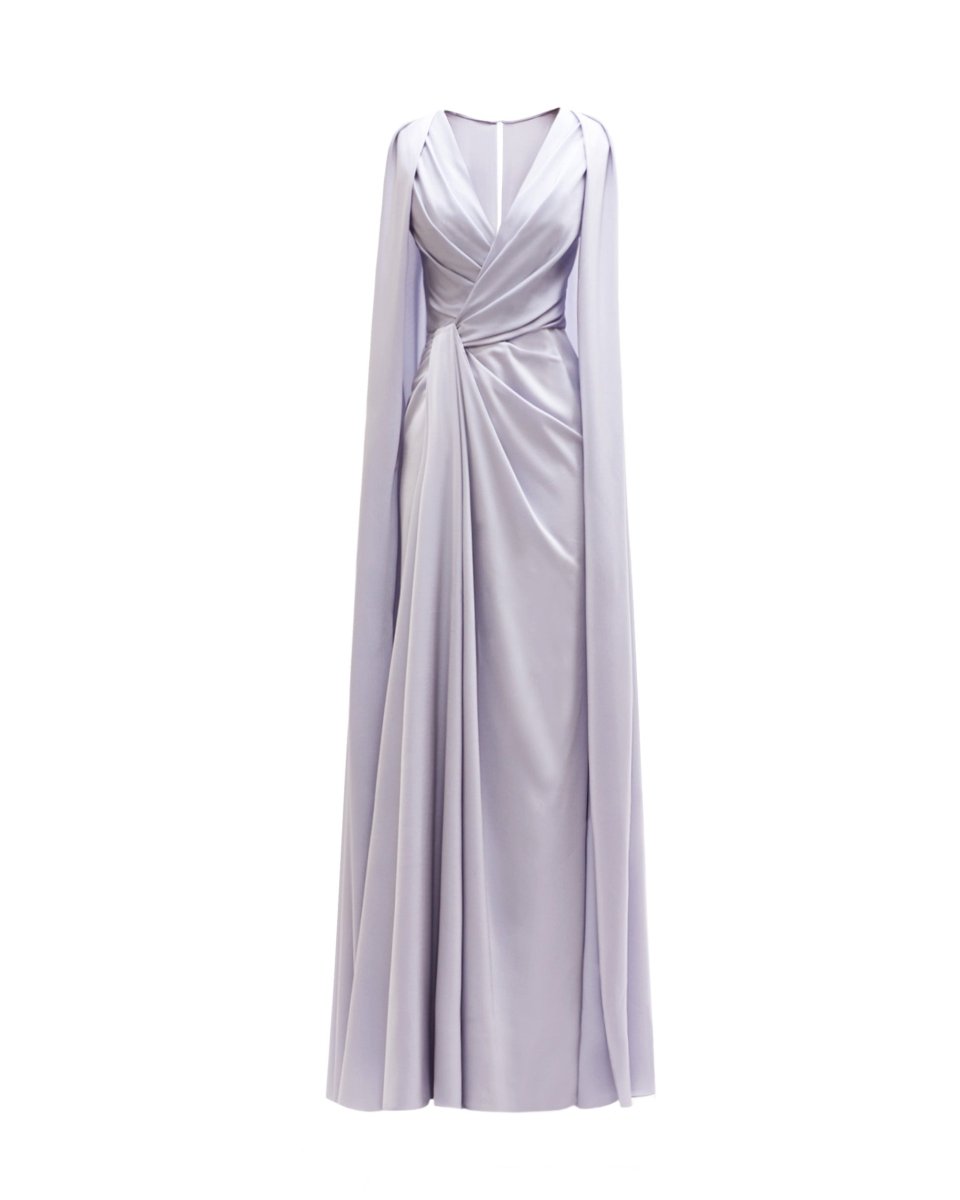 Draped Dress with Cape - Like Sleeves - Gemy Maalouf