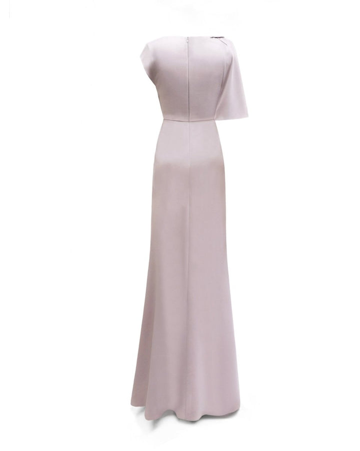 Draped Dress with Asymmetrical Sleeves - Gemy Maalouf