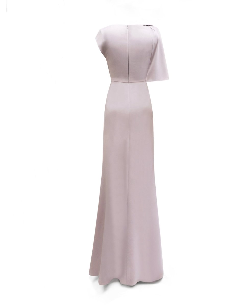 Draped Dress with Asymmetrical Sleeves - Gemy Maalouf