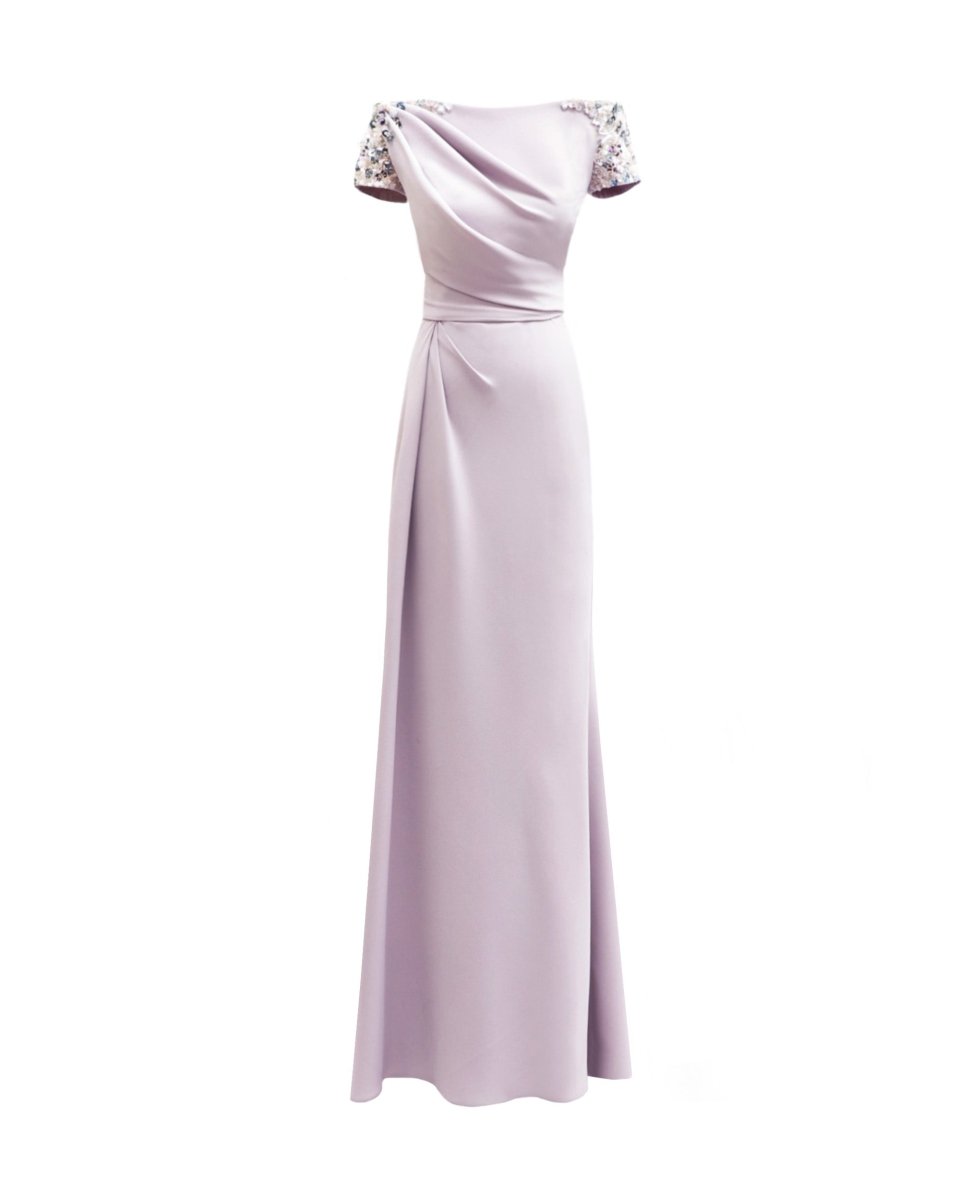 Off - Shoulders Dress with Beaded Sleeves - Gemy Maalouf