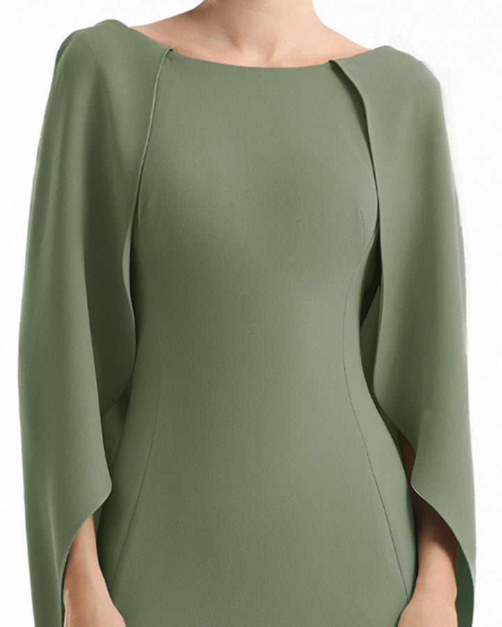 High-Neck Dress with Cape Sleeves