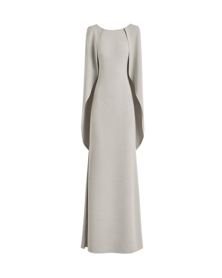 High-Neck Dress with Cape Sleeves