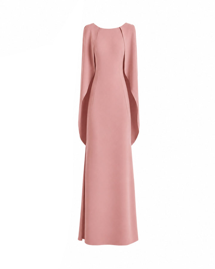 High-Neck Dress with Cape Sleeves