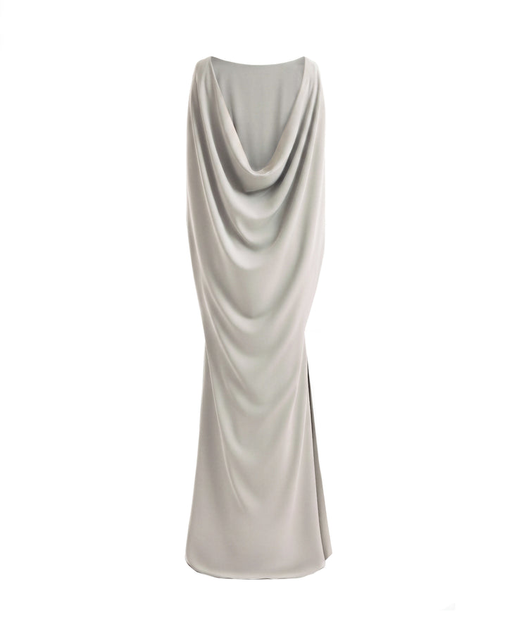 High-Neck Dress with Cape Sleeves