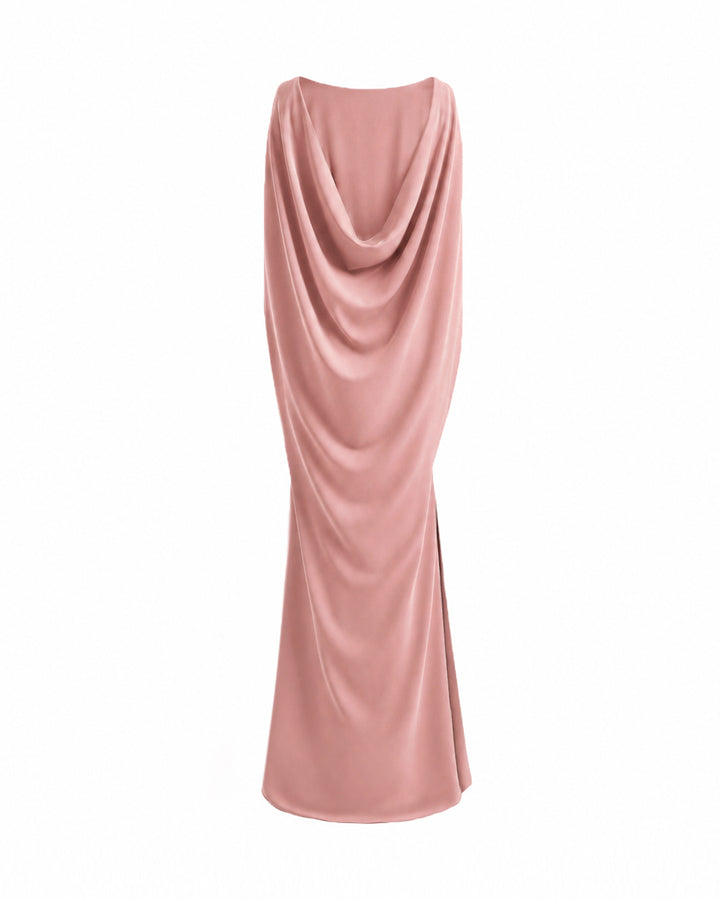 High-Neck Dress with Cape Sleeves