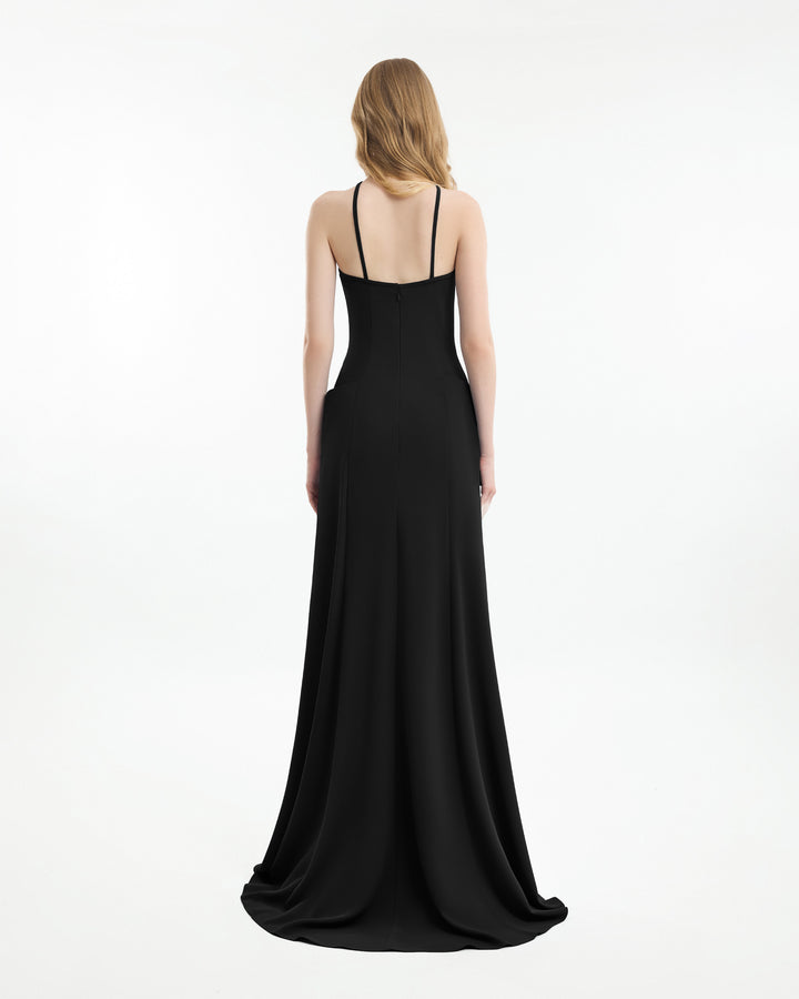 Halter-Neck Dress with Structured Hips