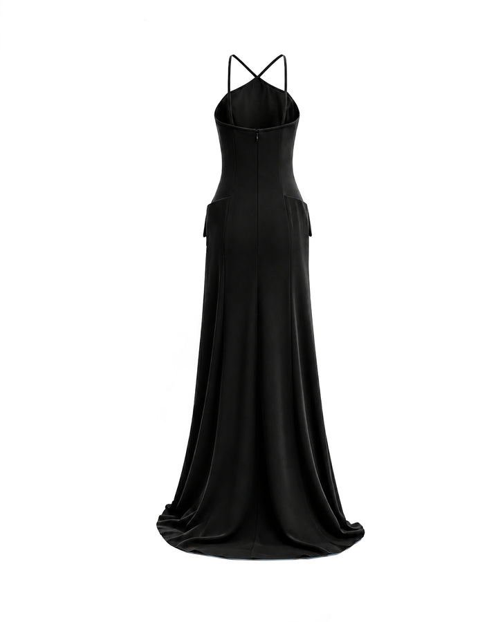 Halter-Neck Dress with Structured Hips