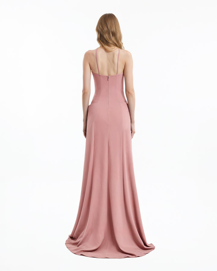 Halter-Neck Dress with Structured Hips