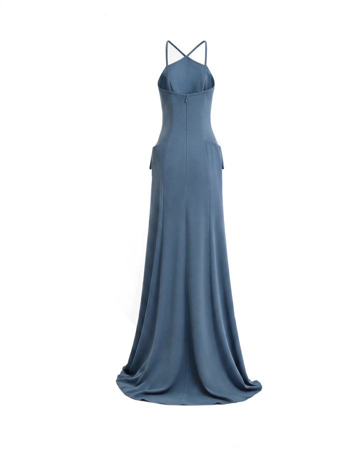 Halter-Neck Dress with Structured Hips