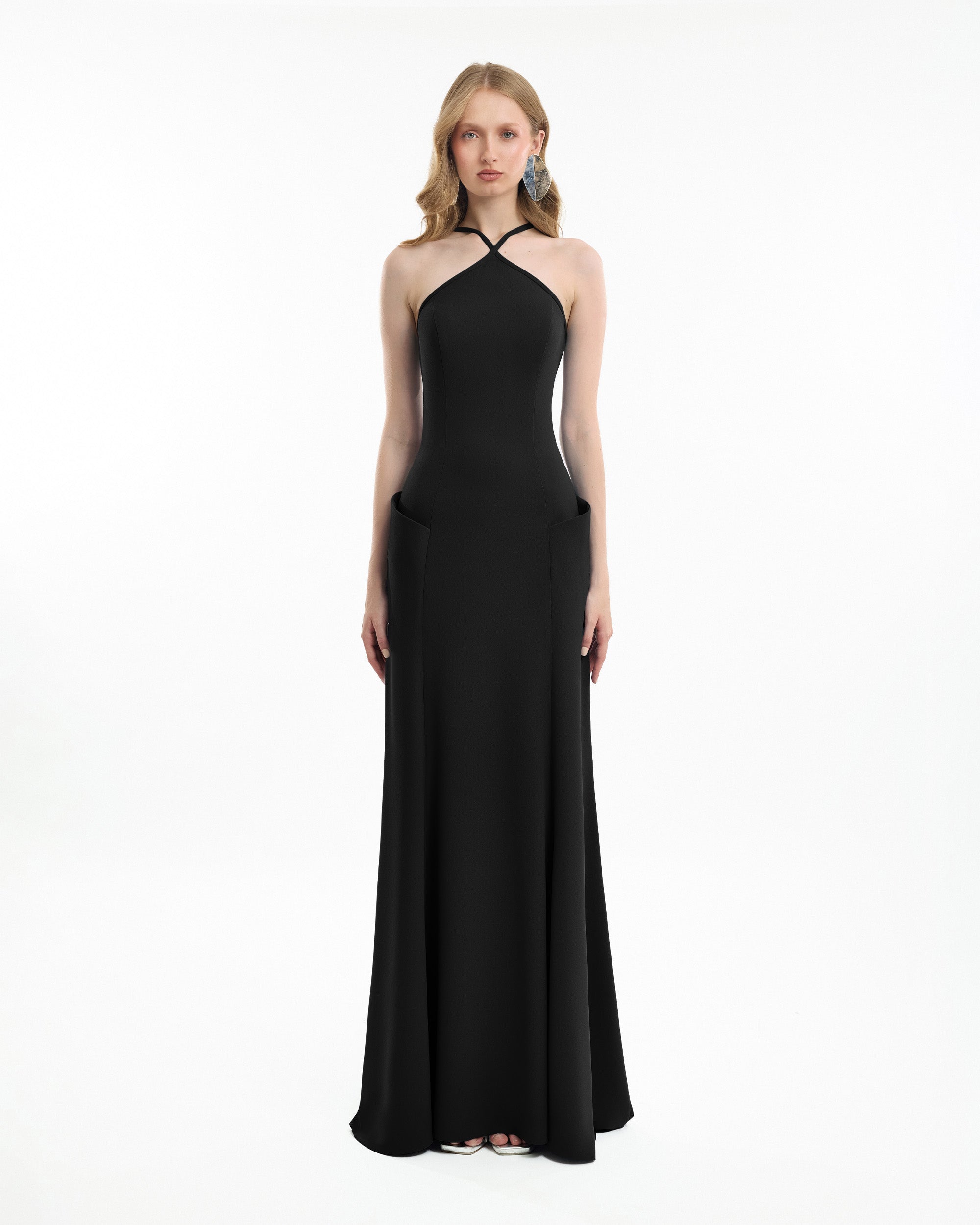 Halter-Neck Dress with Structured Hips