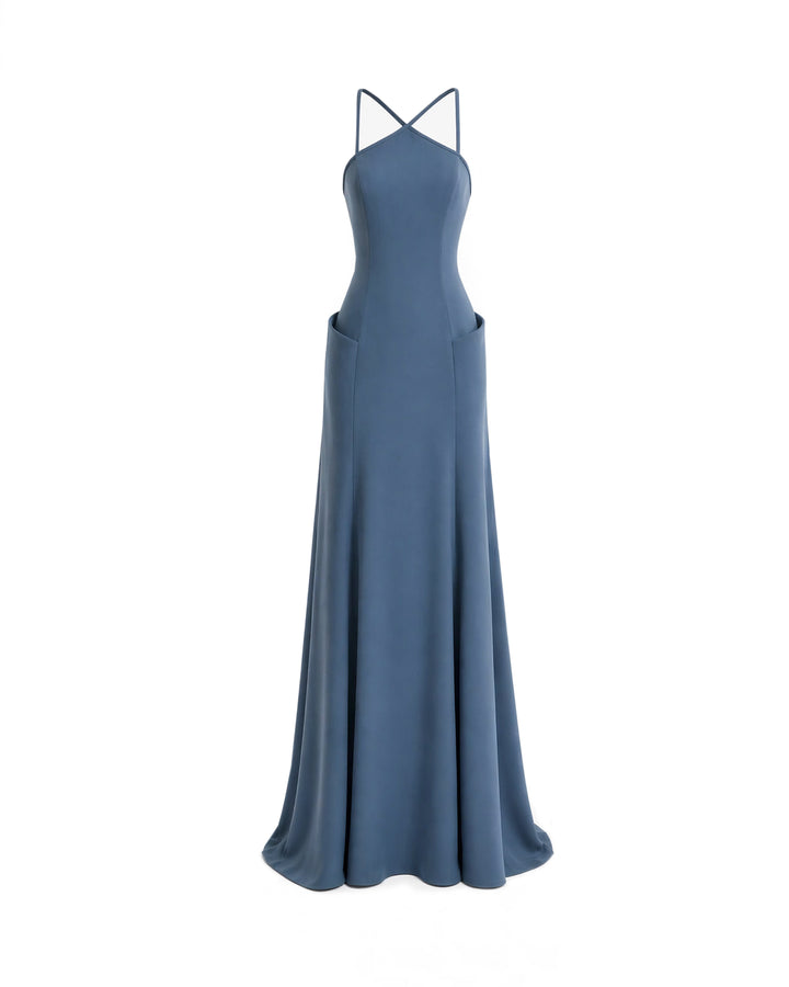 Halter-Neck Dress with Structured Hips