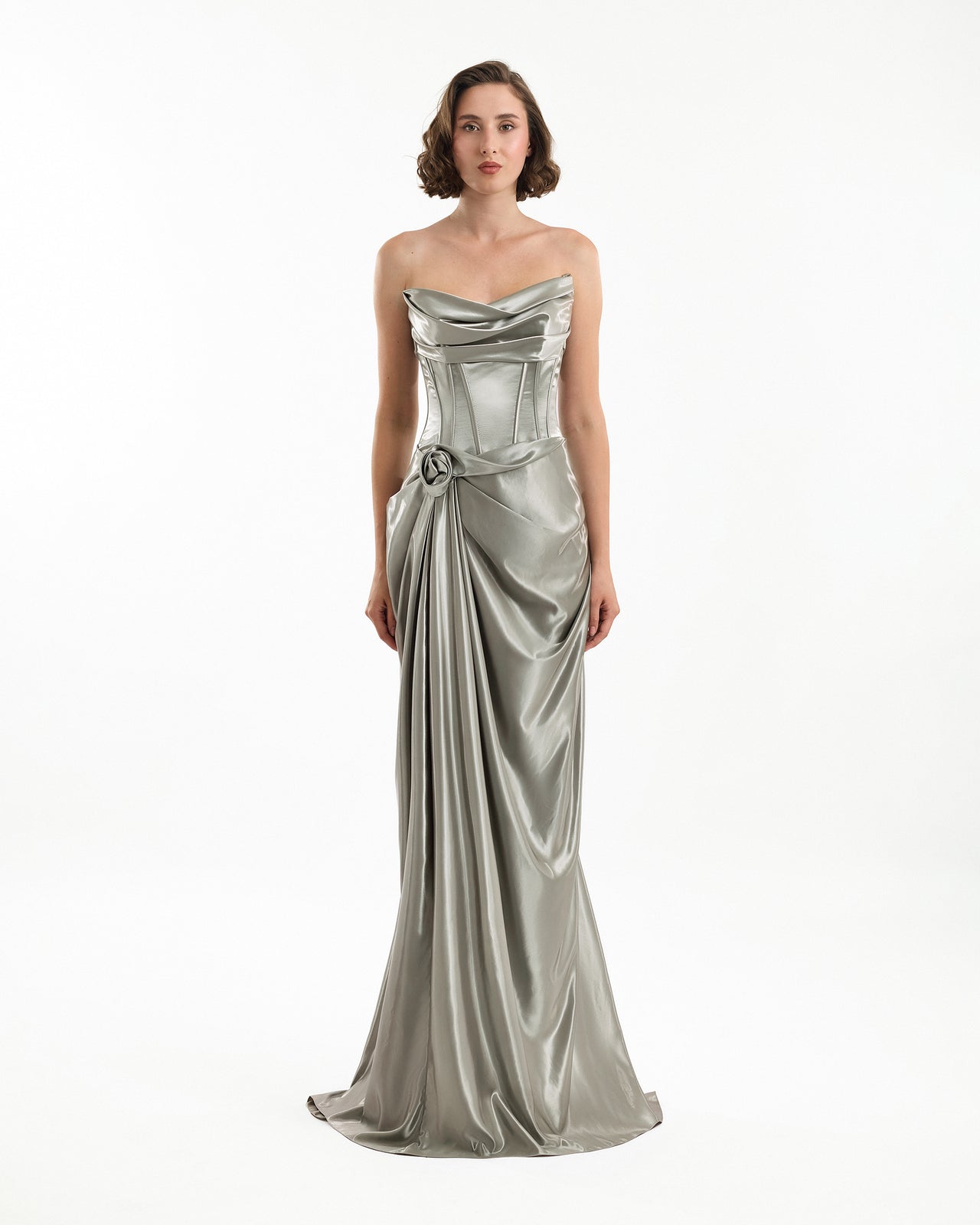 Gemy Maalouf | Evening Dresses | Strapless Metallic Satin Dress Gemy Maalouf | Evening Dresses | Strapless Metallic Satin Dress