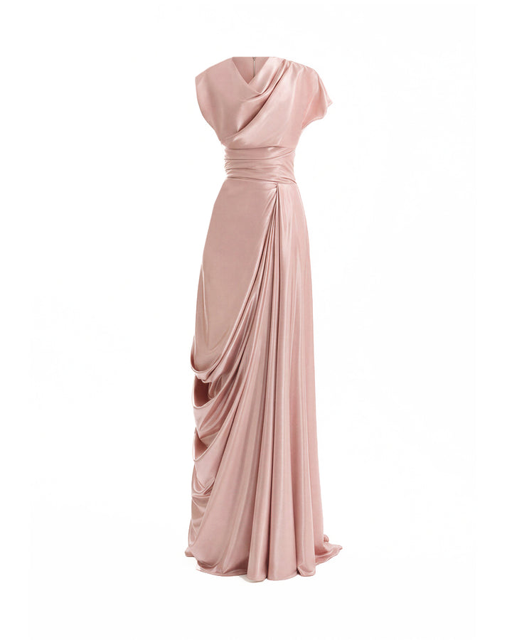 Cowl-Neck Draped Dress