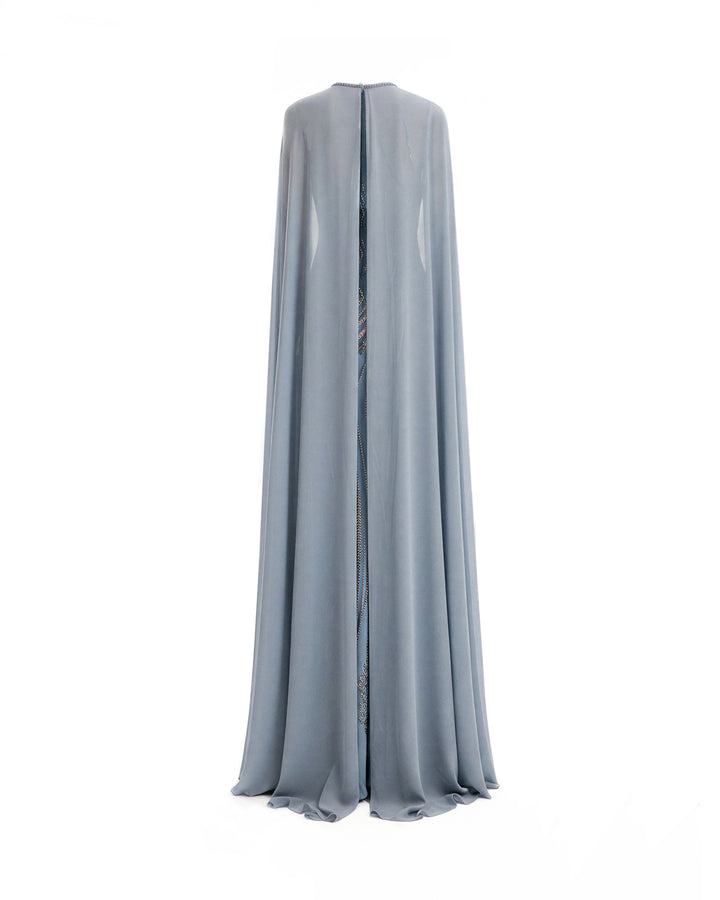 Fitted Beaded Dress with Sheer Neckline
