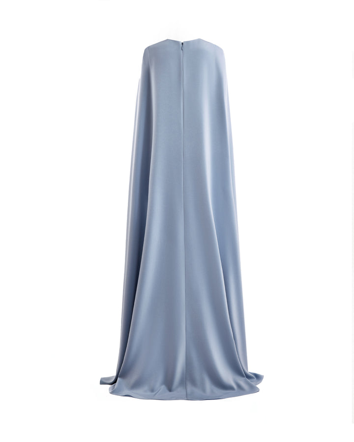 V-Neck Dress with Embroidered Cape