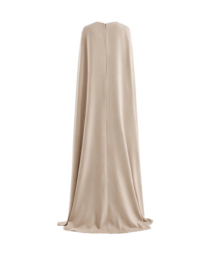 V-Neck Dress with Embroidered Cape