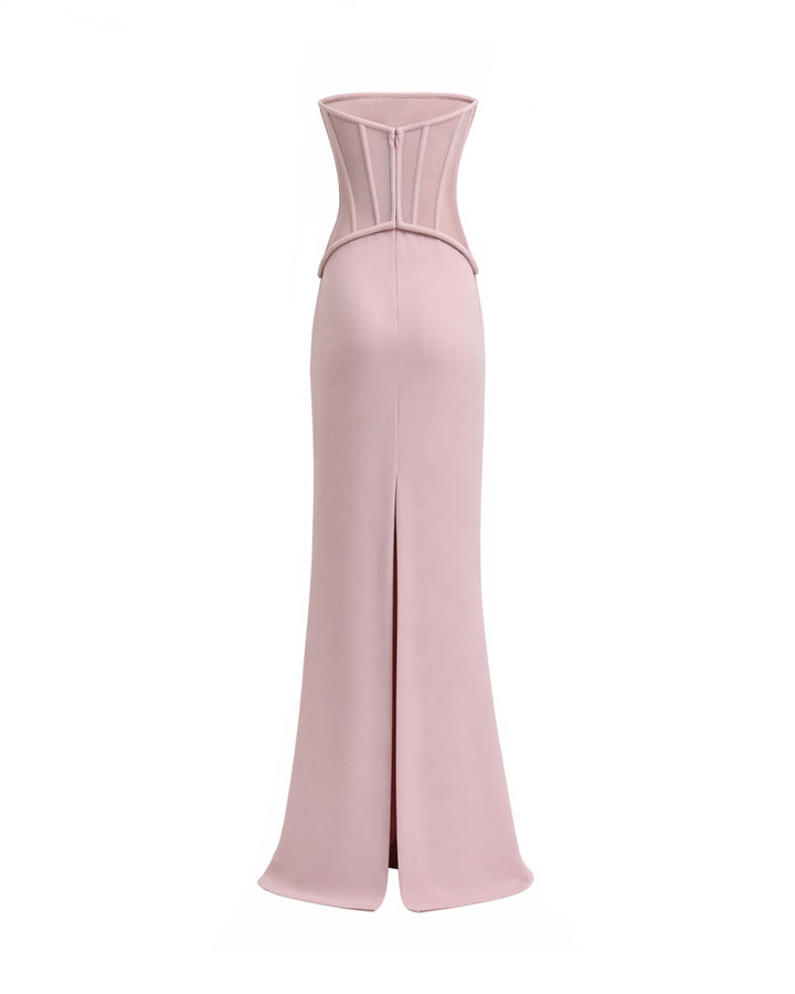 Strapless Dress with Sheer Corset