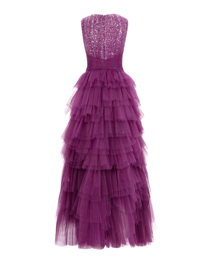 Round Neckline Beaded Dress - Gemy Maalouf