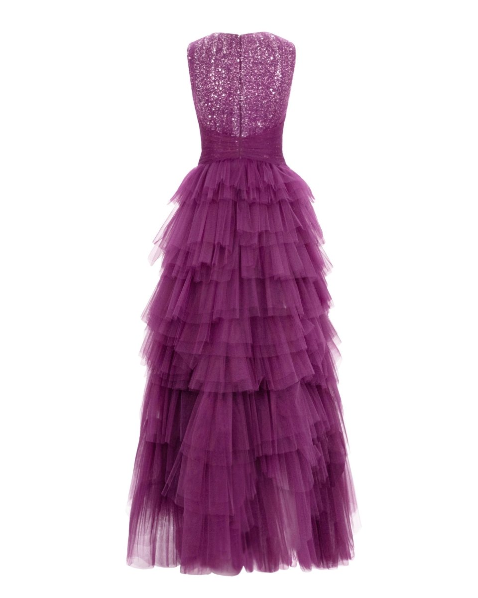 Round Neckline Beaded Dress - Gemy Maalouf