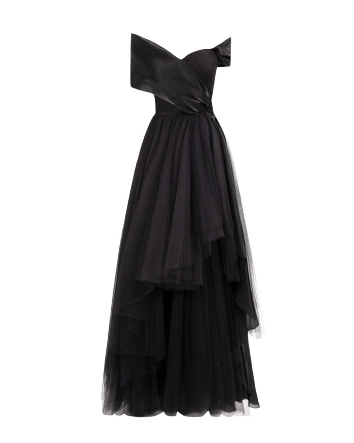 Draped and Ruffled Tulle Dress - Gemy Maalouf