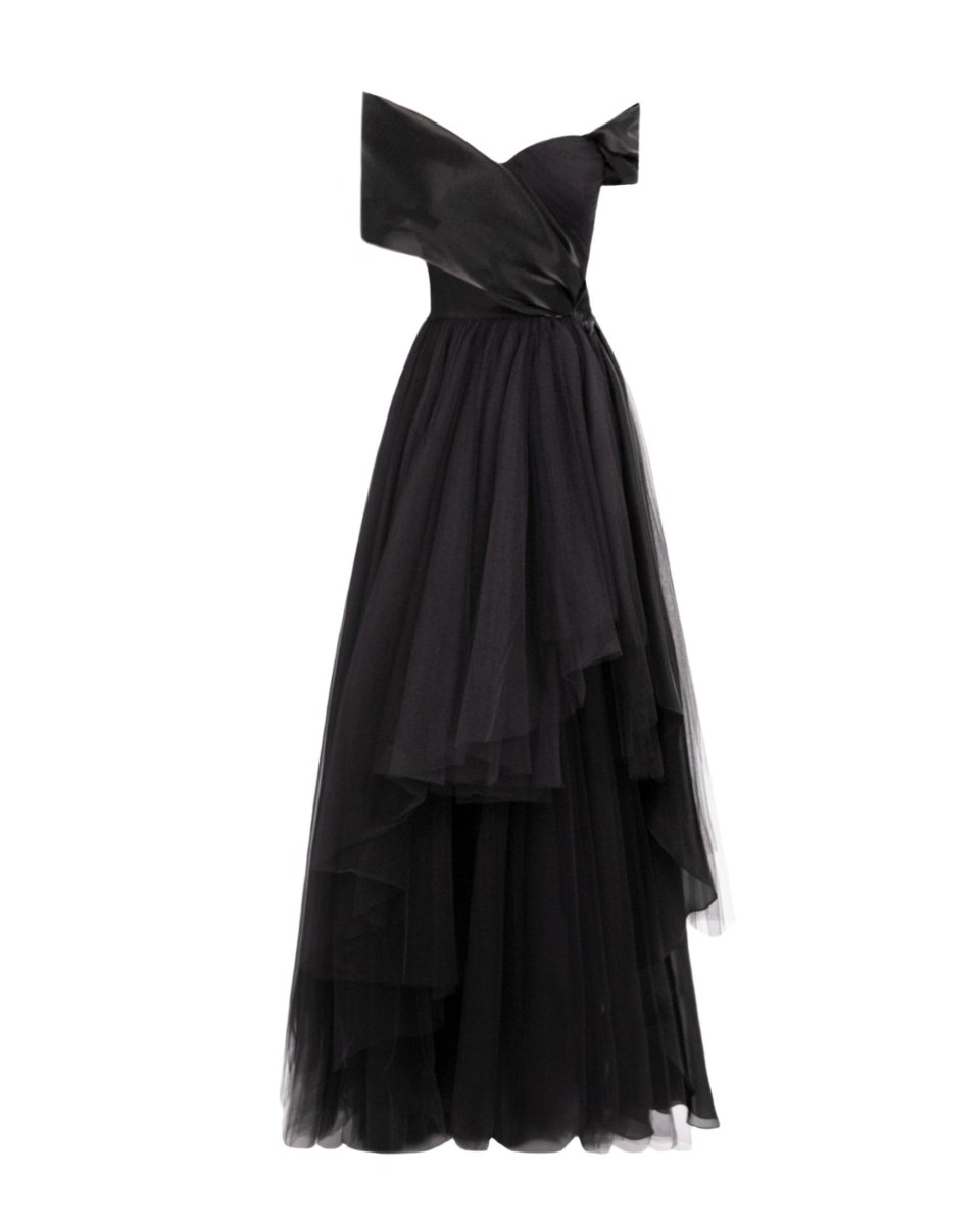Draped and Ruffled Tulle Dress - Gemy Maalouf
