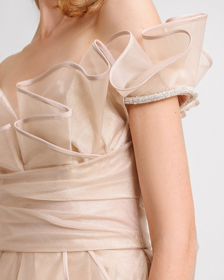 Off - the - shoulders Layered Ruffles Dress - Gemy Maalouf