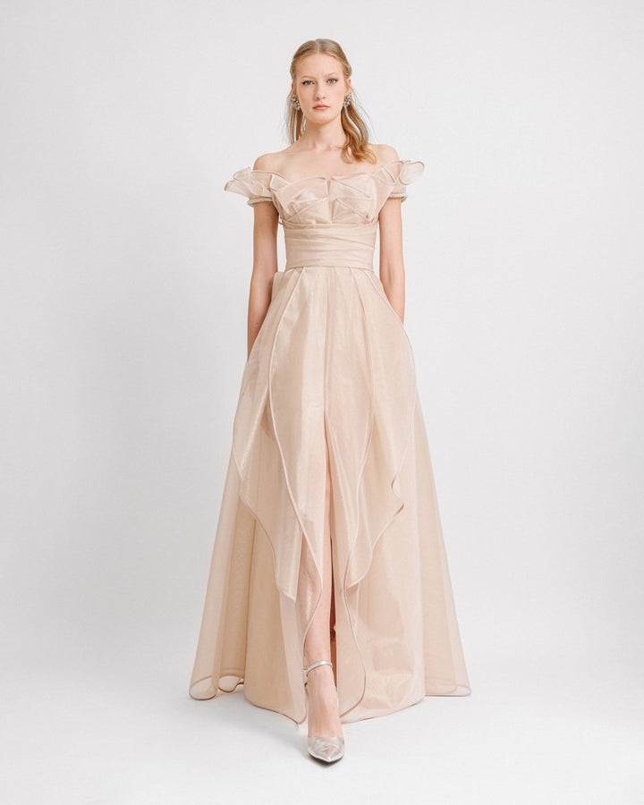 Off - the - shoulders Layered Ruffles Dress - Gemy Maalouf
