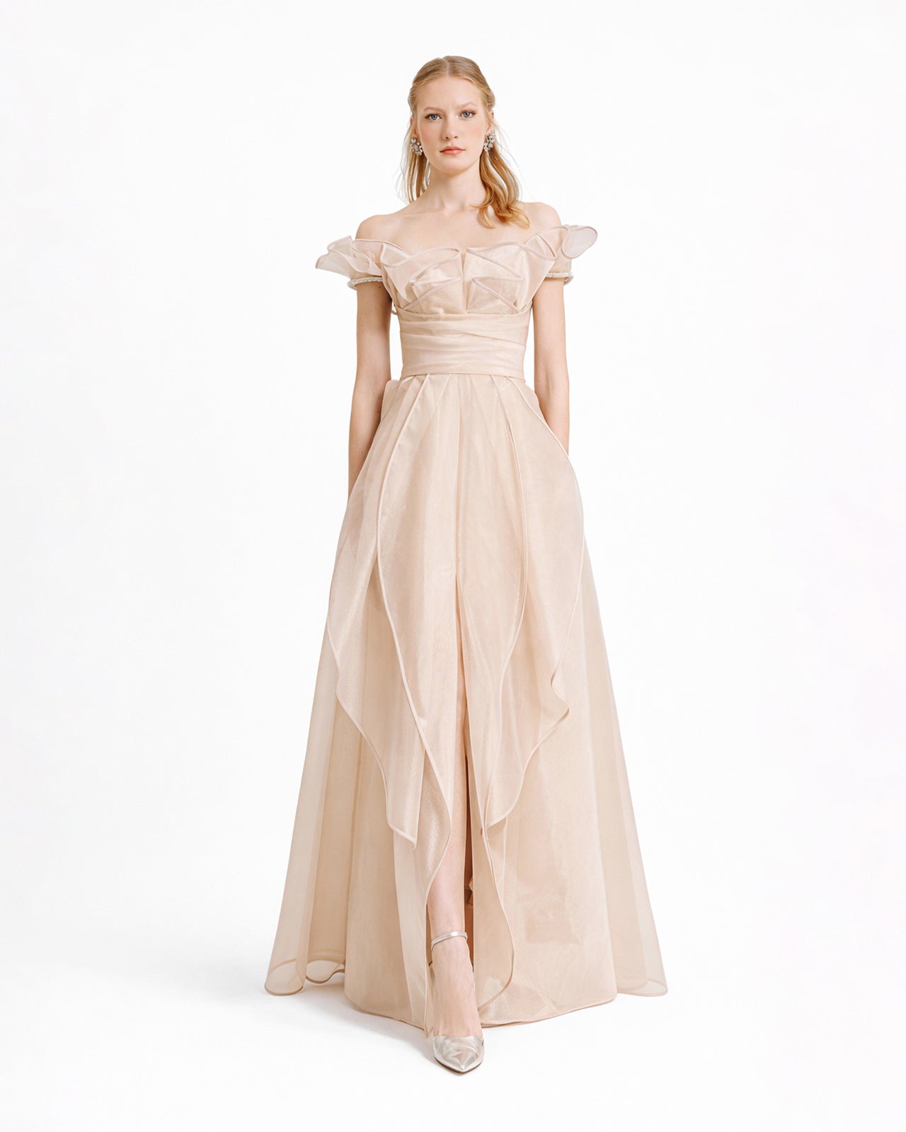 Gemy Maalouf | Evening Dresses | Off-the-shoulders Layered Ruffles Dress Gemy Maalouf | Evening Dresses | Off-the-shoulders Layered Ruffles Dress