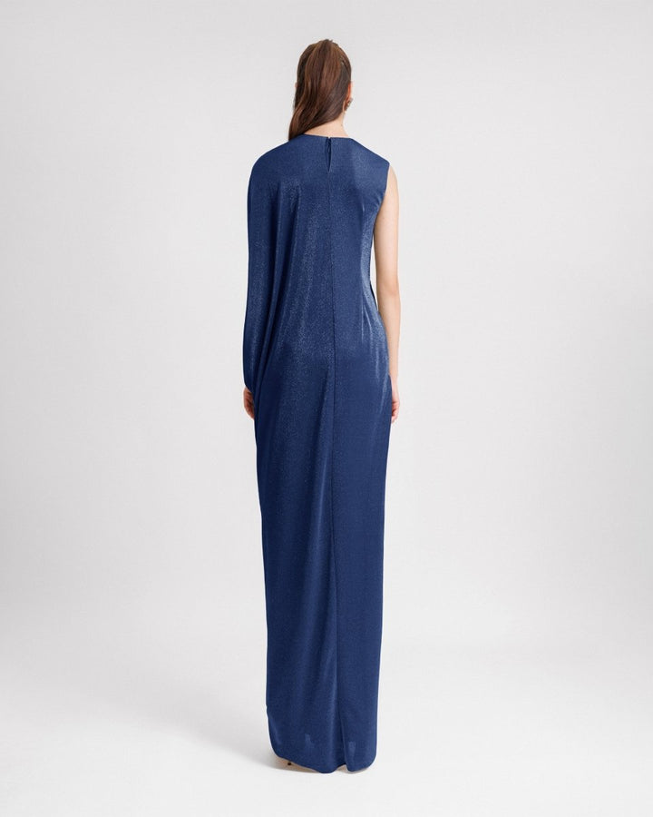 Asymmetrical Draped Sleeve Dress - Gemy Maalouf