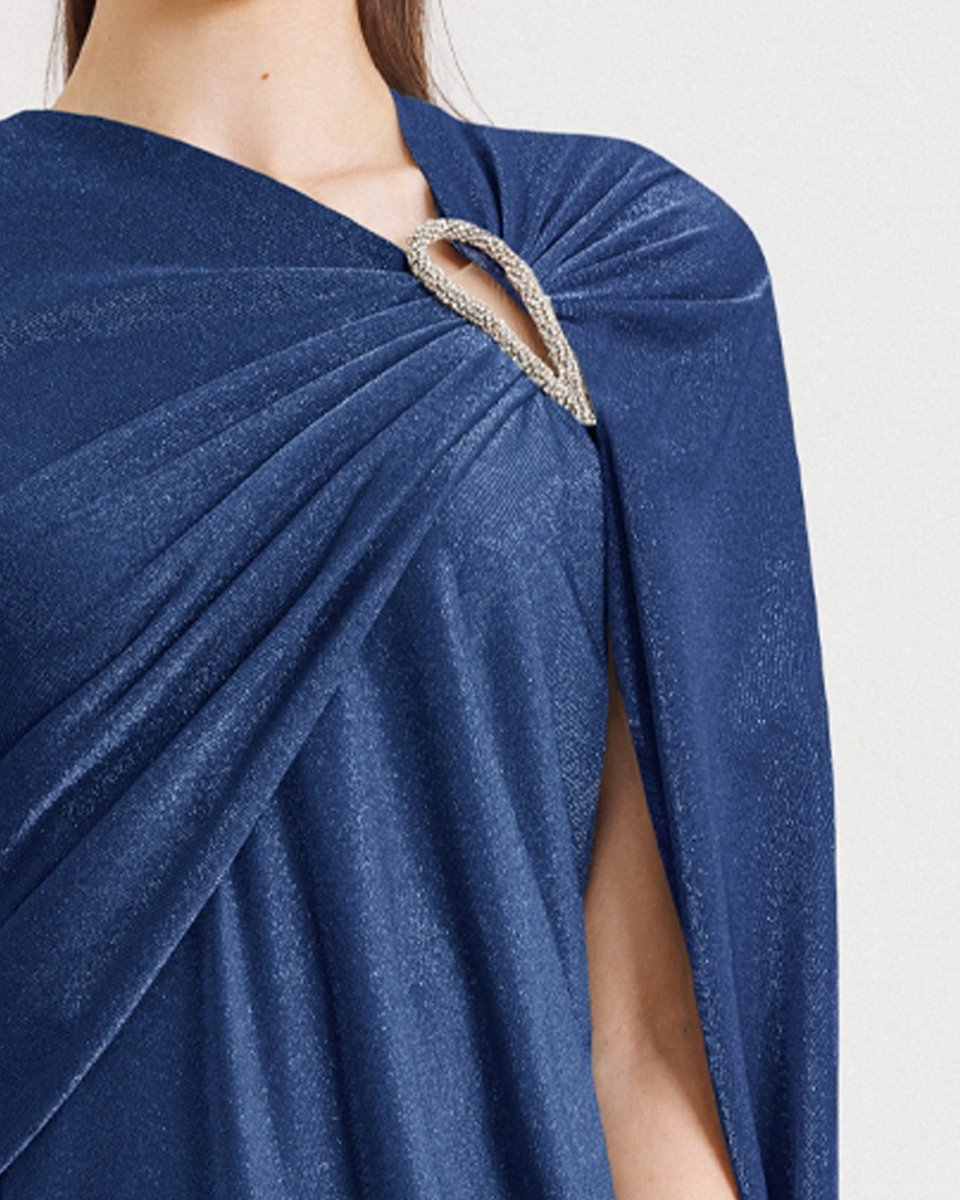 Asymmetrical Draped Sleeve Dress - Gemy Maalouf