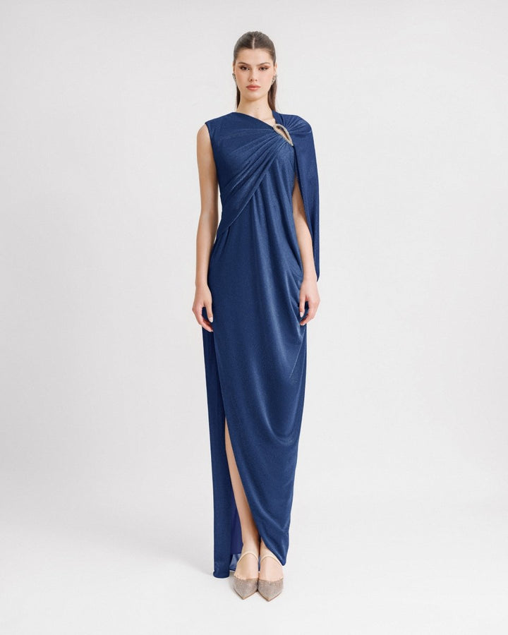 Asymmetrical Draped Sleeve Dress - Gemy Maalouf