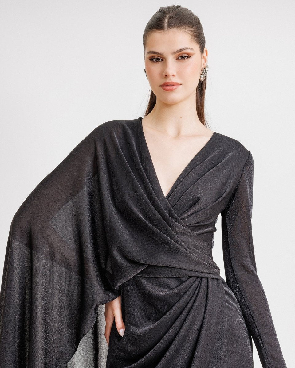 Draped Dress With A Cape - like Sleeve - Gemy Maalouf