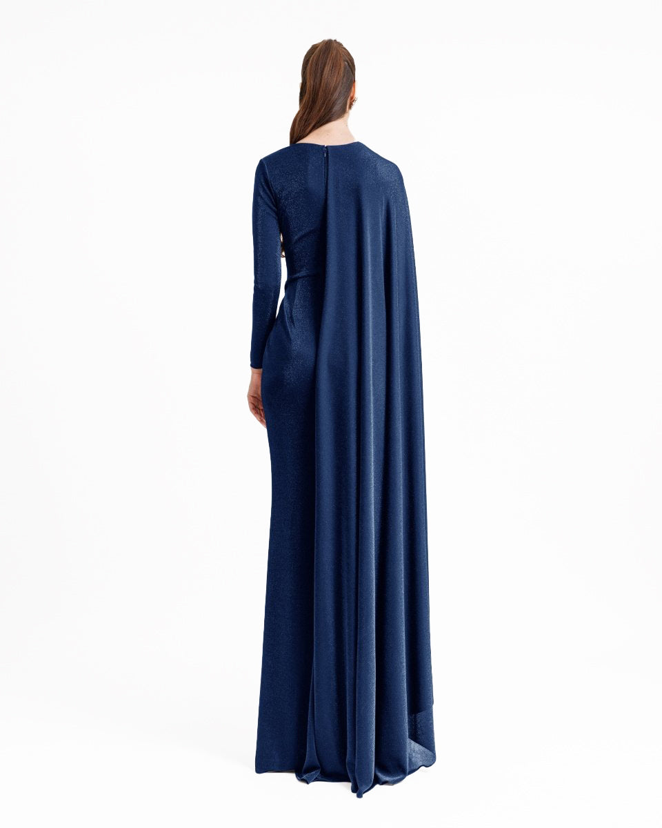 Draped Dress With A Cape-like Sleeve