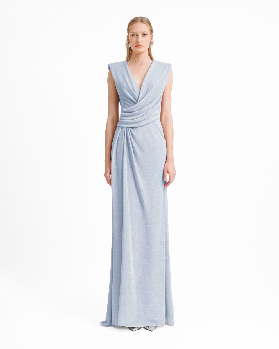 V-neckline Dress With Waist Drapings