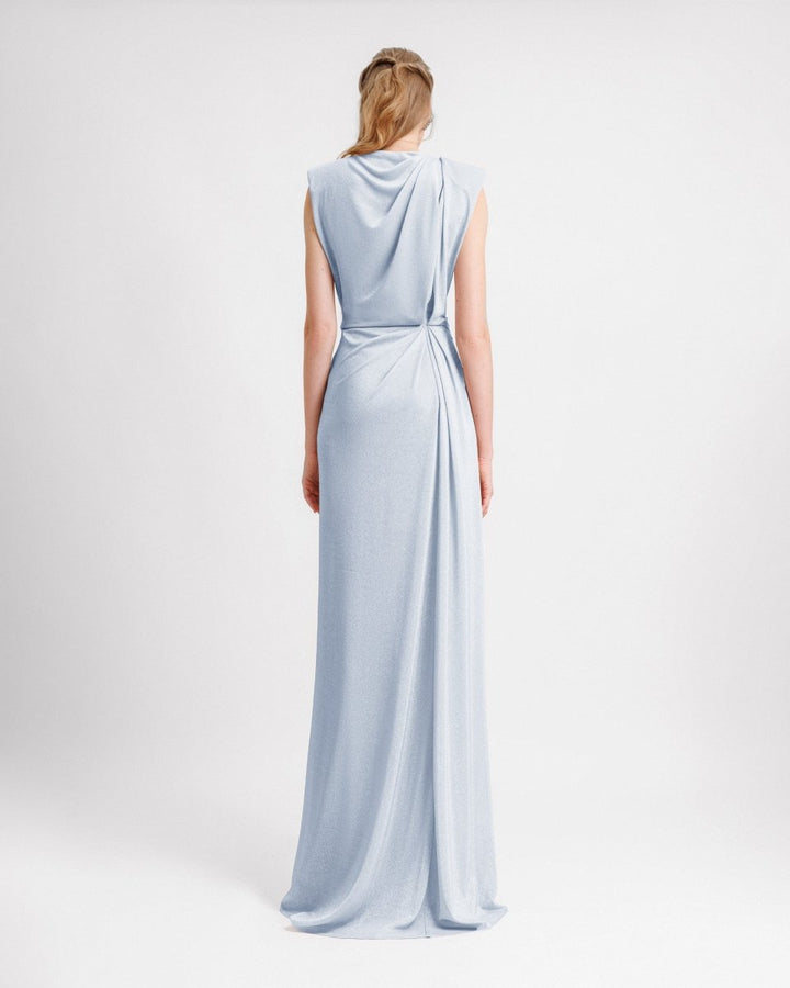 V - neckline Dress With Waist Drapings - Gemy Maalouf
