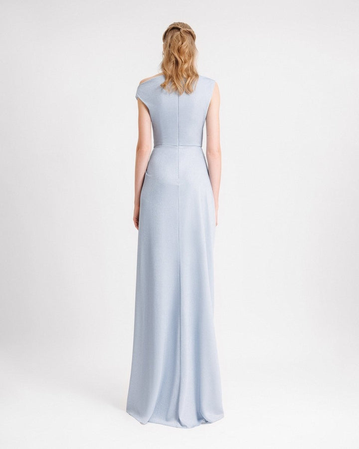 Asymmetrical Neckline Draped Dress - Gemy Maalouf