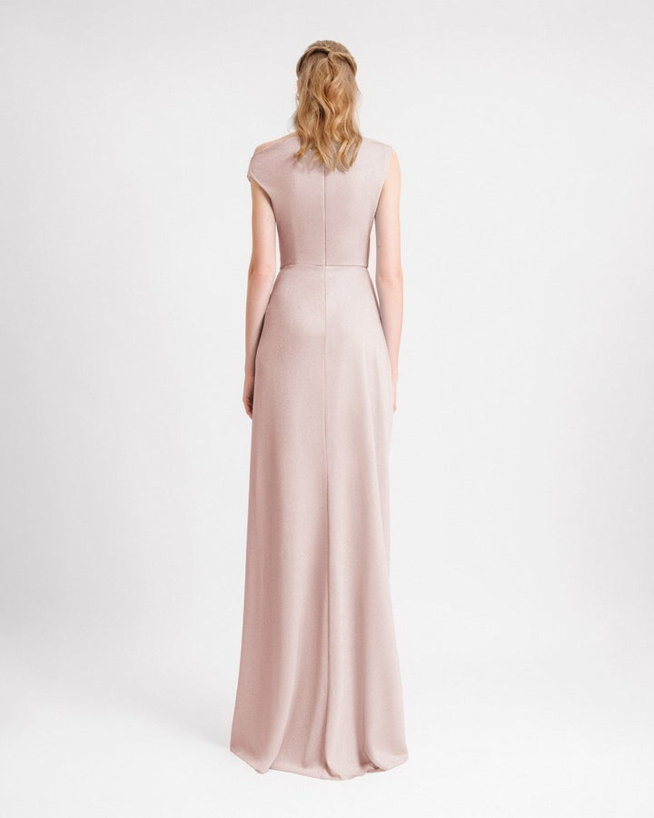 Asymmetrical Neckline Draped Dress - Gemy Maalouf