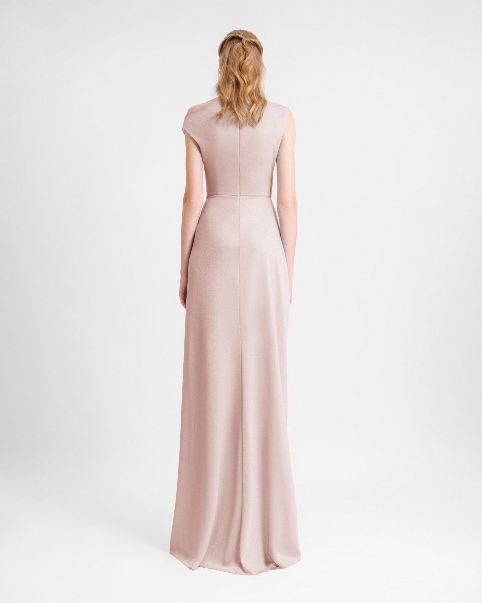 Asymmetrical Neckline Draped Dress - Gemy Maalouf