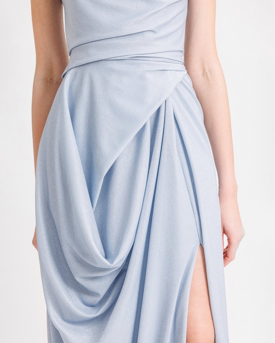 Asymmetrical Neckline Draped Dress - Gemy Maalouf