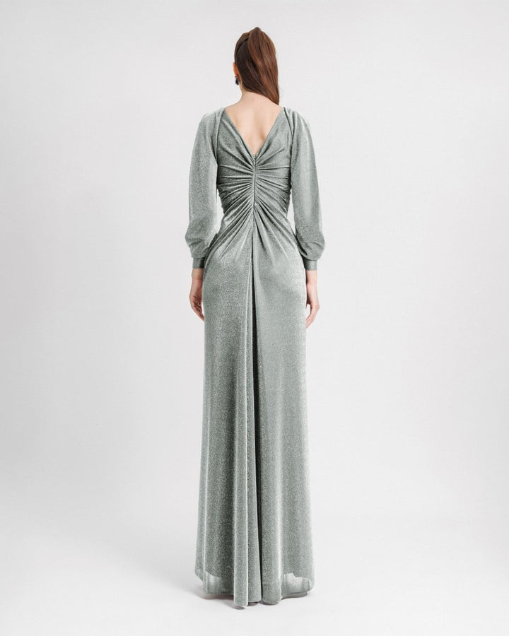 Long Sleeve Gathered Dress - Gemy Maalouf