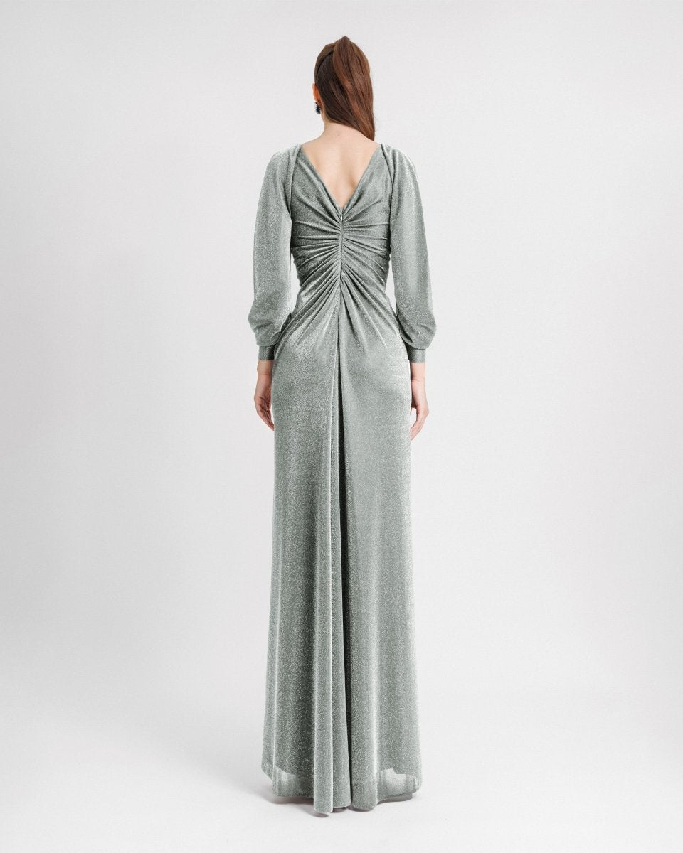 Long Sleeve Gathered Dress - Gemy Maalouf