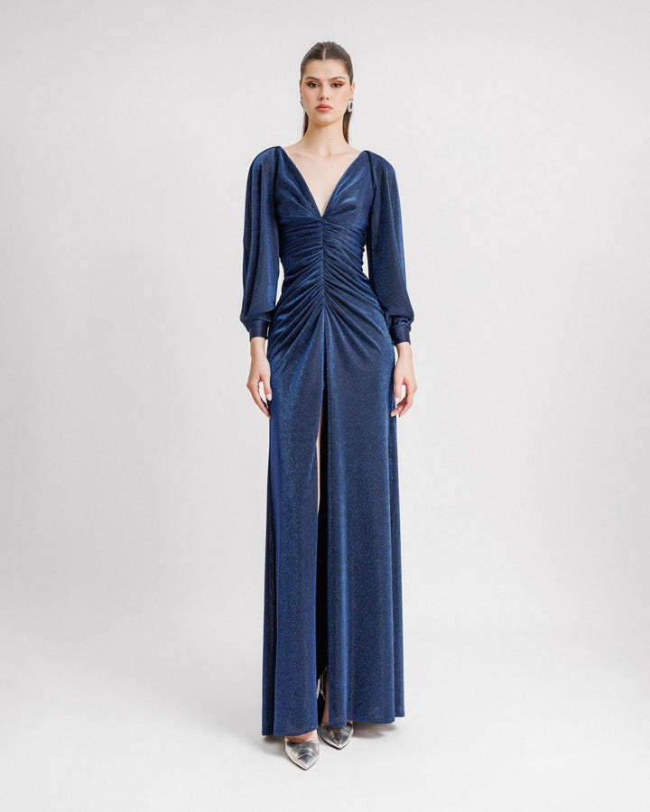 Long Sleeve Gathered Dress - Gemy Maalouf