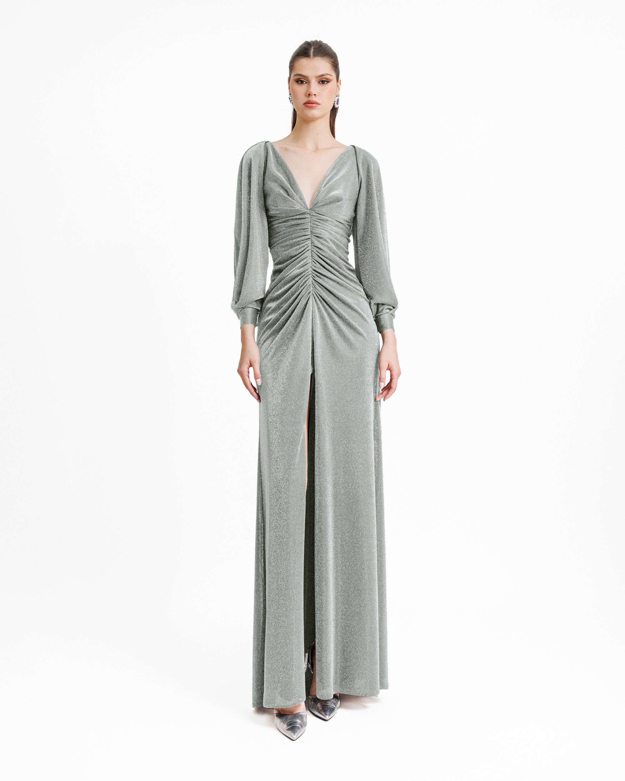 Long Sleeve Gathered Dress