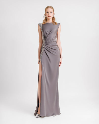 Slim-cut Dress with Drapings on the Waist