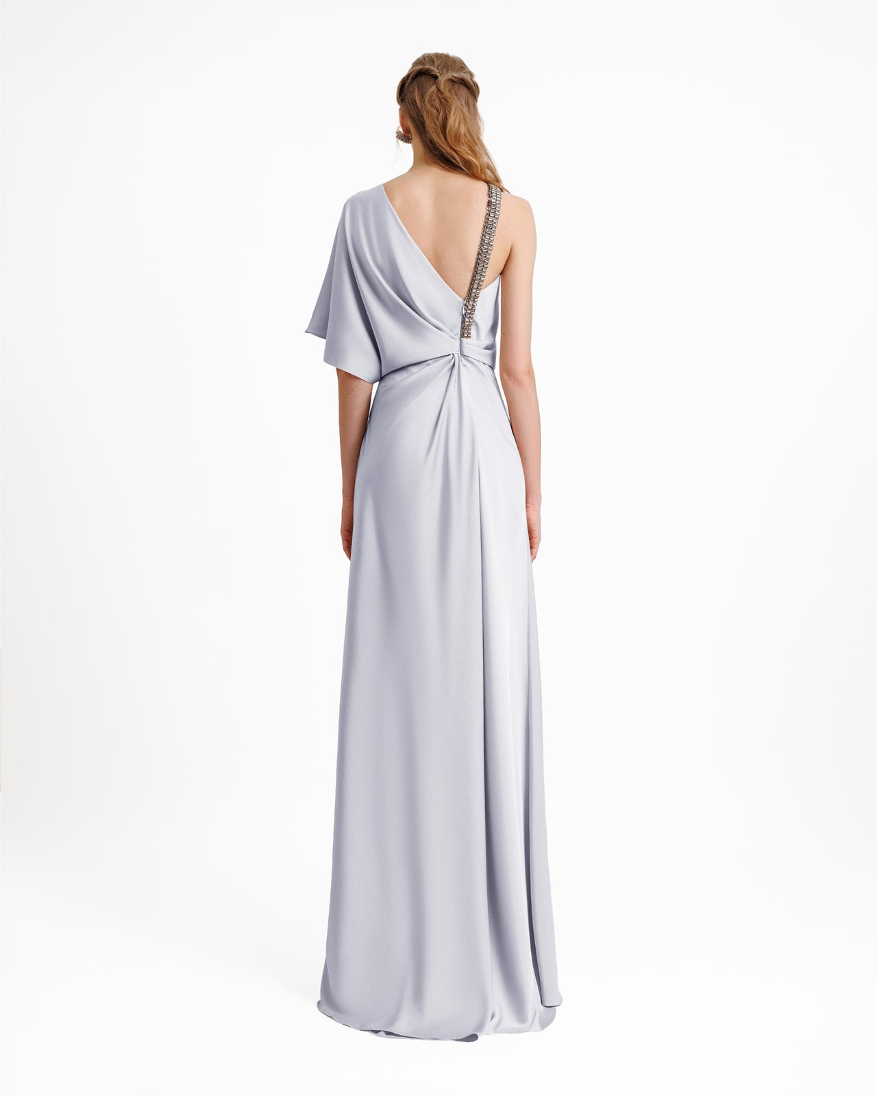 Asymmetrical Neckline Draping Dress