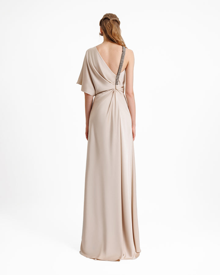 Asymmetrical Neckline Draping Dress